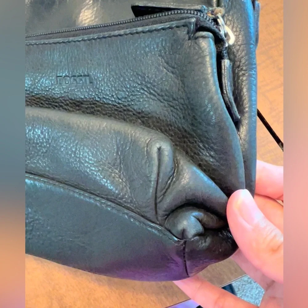 Fossil Black Leather Crossbody Bag